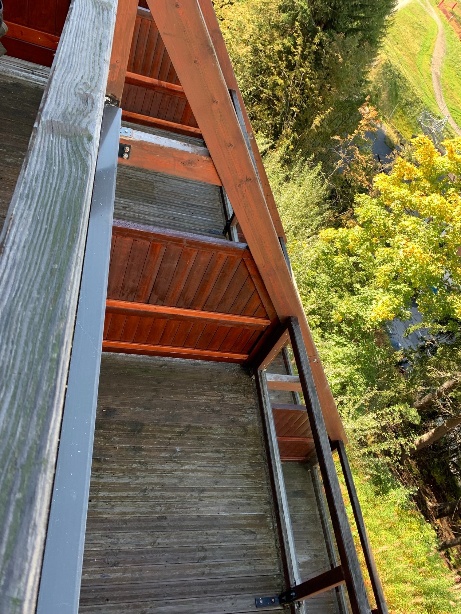Vue des arbalétriers remplacés depuis les balcons.