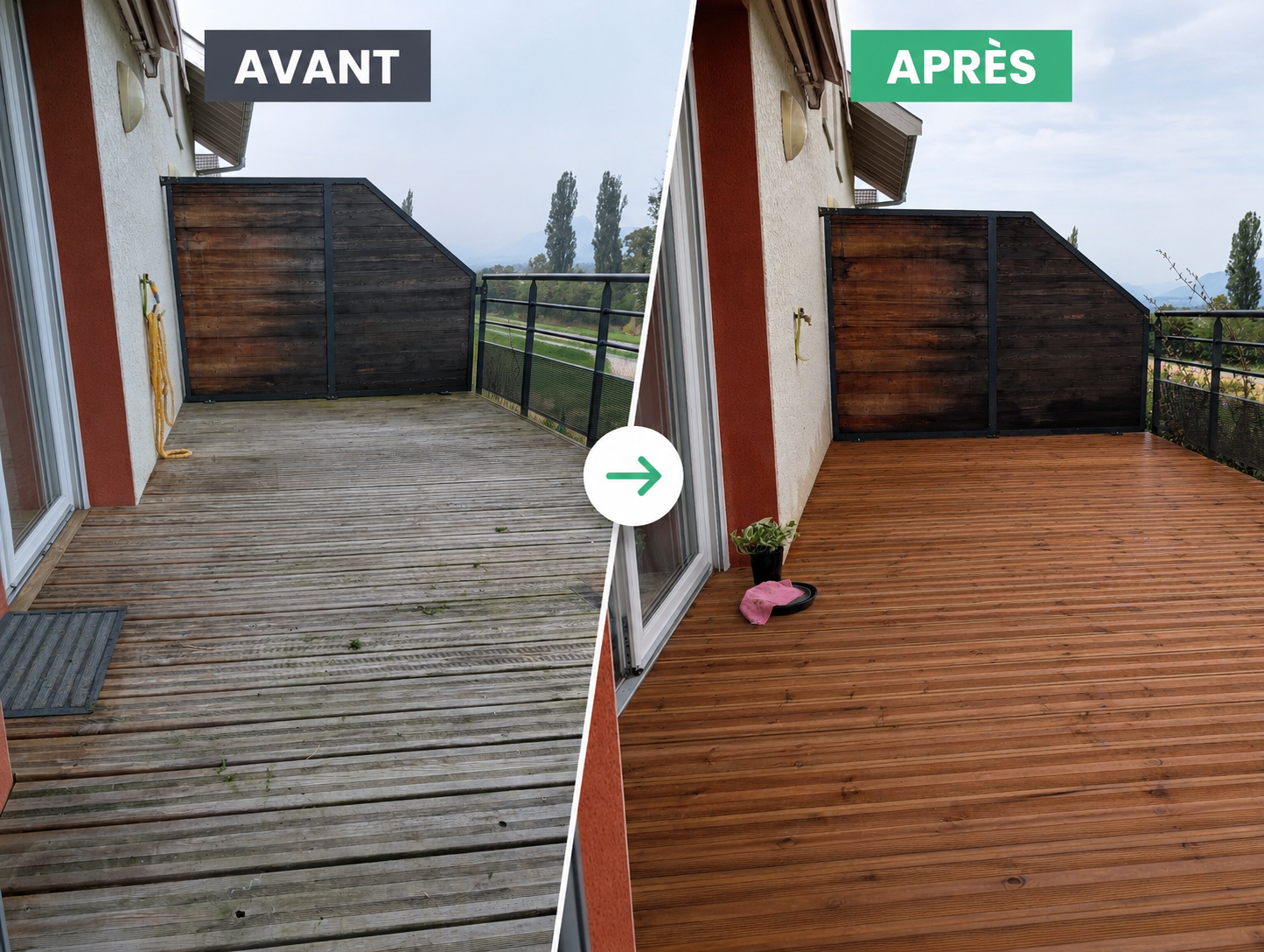 Vue comparative du plancher de terrasse.